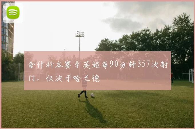 舍什科本赛季英超每90分钟357次射门,仅次于哈兰德